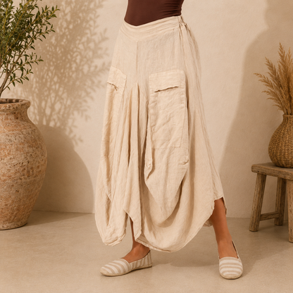 Vera May 6429 Italian linen skirt Sabbia side
