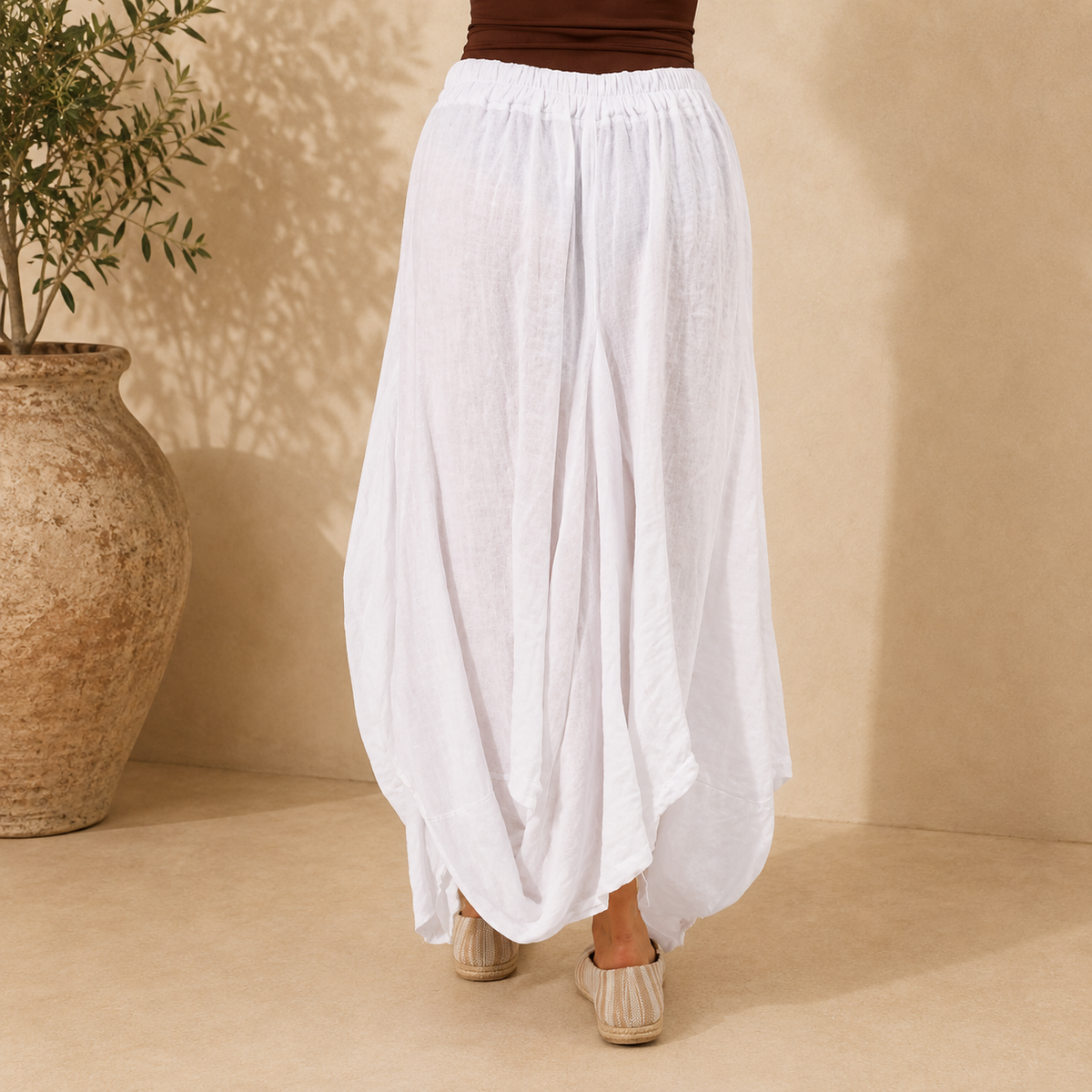 Vera May 6429 Italian linen skirt Bianco back