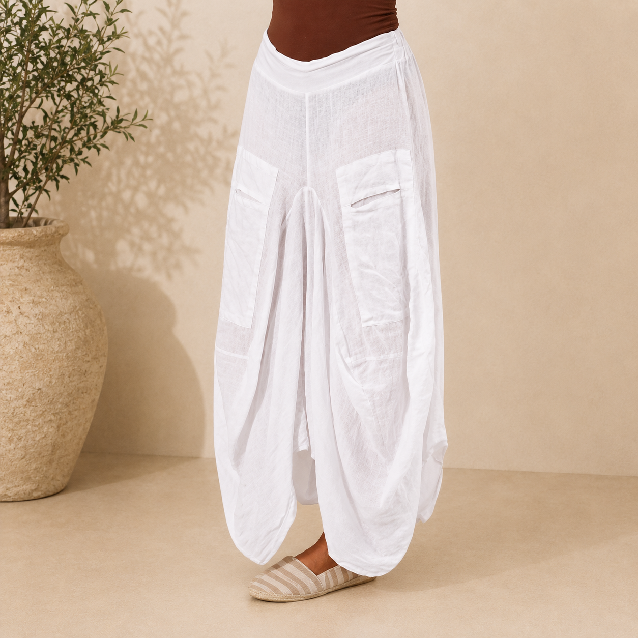 Vera May 6429 Italian linen skirt Bianco side