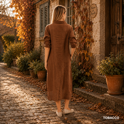Vera May Italian Linen Tobacco Dress 6423