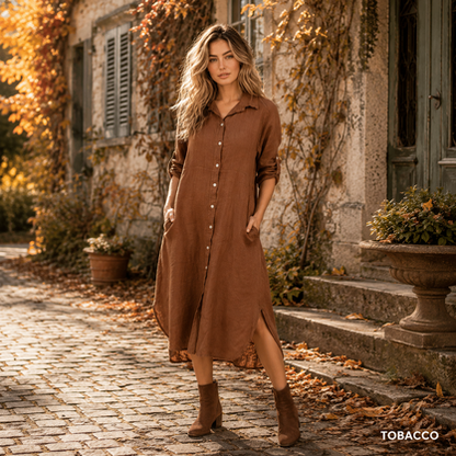 Vera May Italian Linen Tobacco Dress 6423