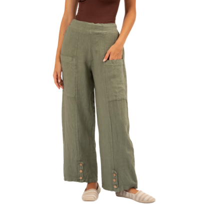 Vera May Italian Linen Sage Pant 6434