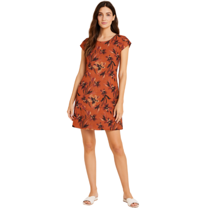 VERA MAY ITALIAN LINEN RUST DRESS 65701