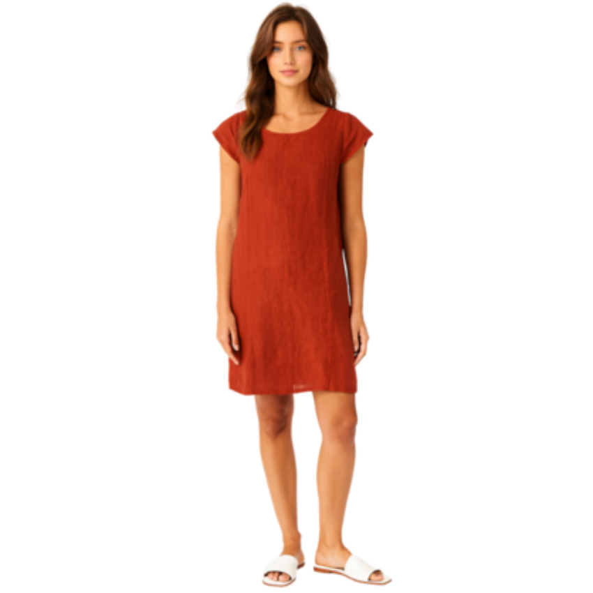 Vera May Italian Linen Rust Dress 6570