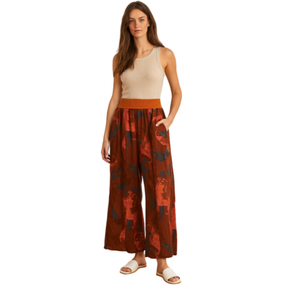 Vera May Italian Linen Rust Pant 65712