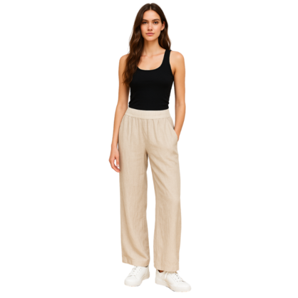 Vera May Italian Linen Beige Pant 6571