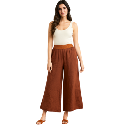 Vera May Italian Linen Rust Pant 6571