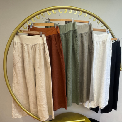 Vera May Italian Linen Rust Pant 6571