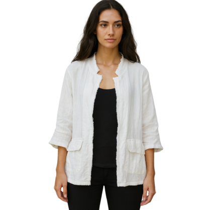 6572 VERA MAY WHITE ITALIAN LINEN JACKET