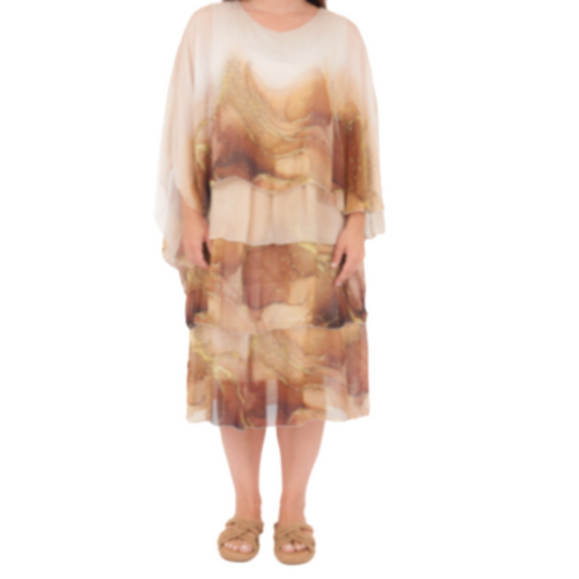 VERA MAY BEIGE ITALIAN SILK DRESS 6573
