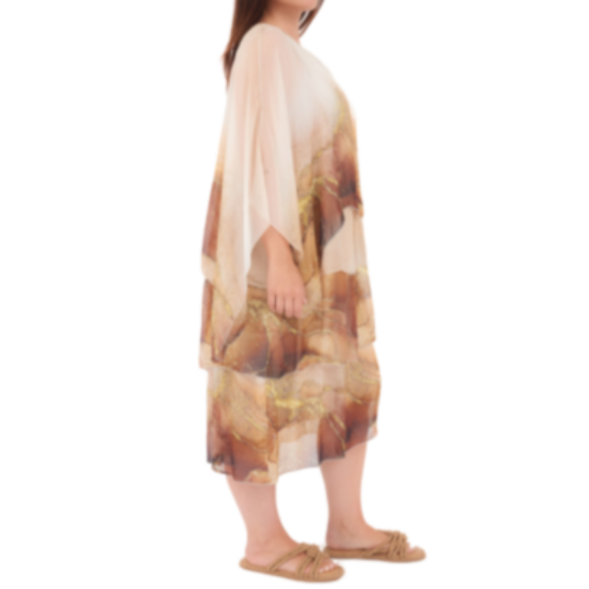 VERA MAY BEIGE ITALIAN SILK DRESS 6573