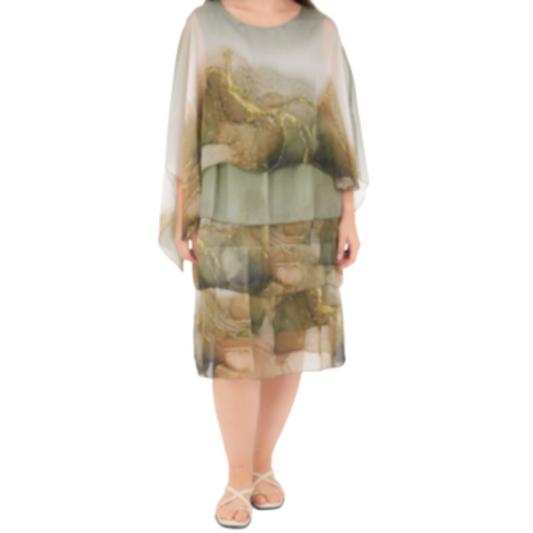 VERA MAY MILITARE ITALIAN SILK DRESS 6573