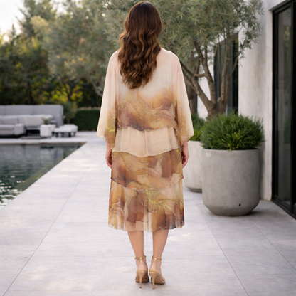 VERA MAY BEIGE ITALIAN SILK DRESS 6573