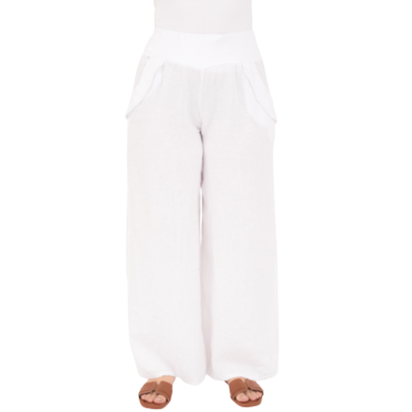 Vera May Italian Linen Bianco Pant 6649