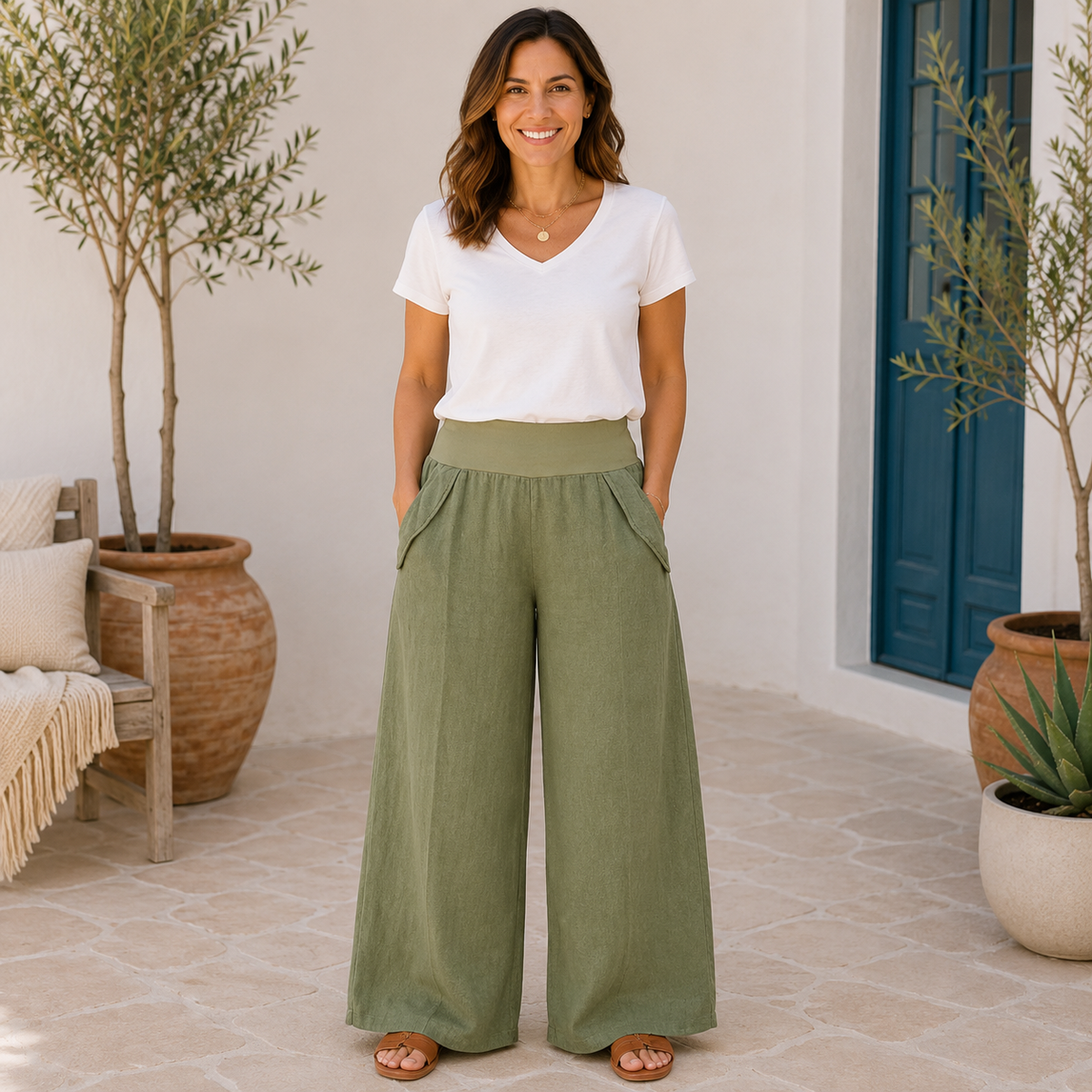 Vera May Italian Linen Militare Pant 6649