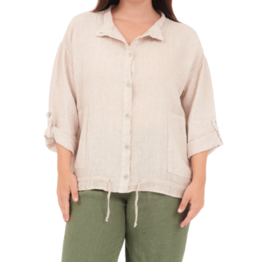 6651 NUDE LINEN TOP