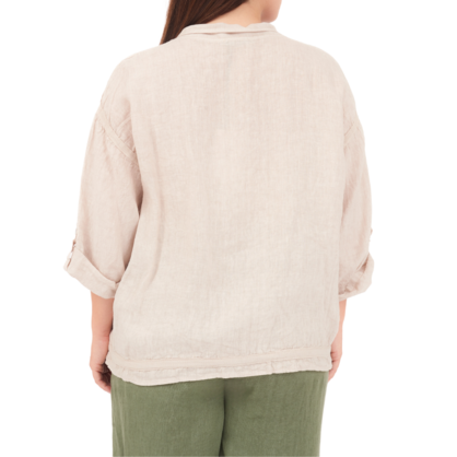 6651 NUDE LINEN TOP