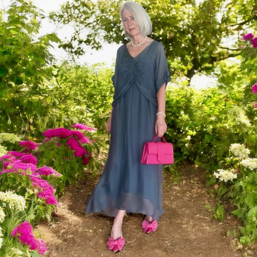 VERA MAY GRIGIO ITALIAN SILK DRESS 6664