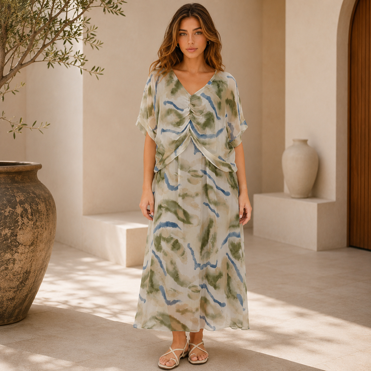 VERA MAY MILITARE ITALIAN SILK DRESS 66641