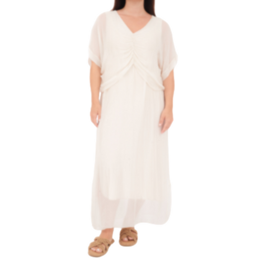 VERA MAY BEIGE ITALIAN SILK DRESS 6664