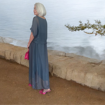 VERA MAY GRIGIO ITALIAN SILK DRESS 6664