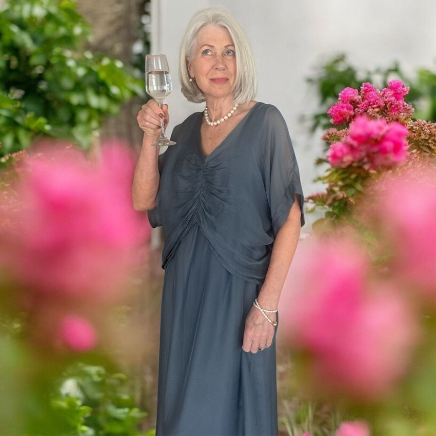 VERA MAY GRIGIO ITALIAN SILK DRESS 6664