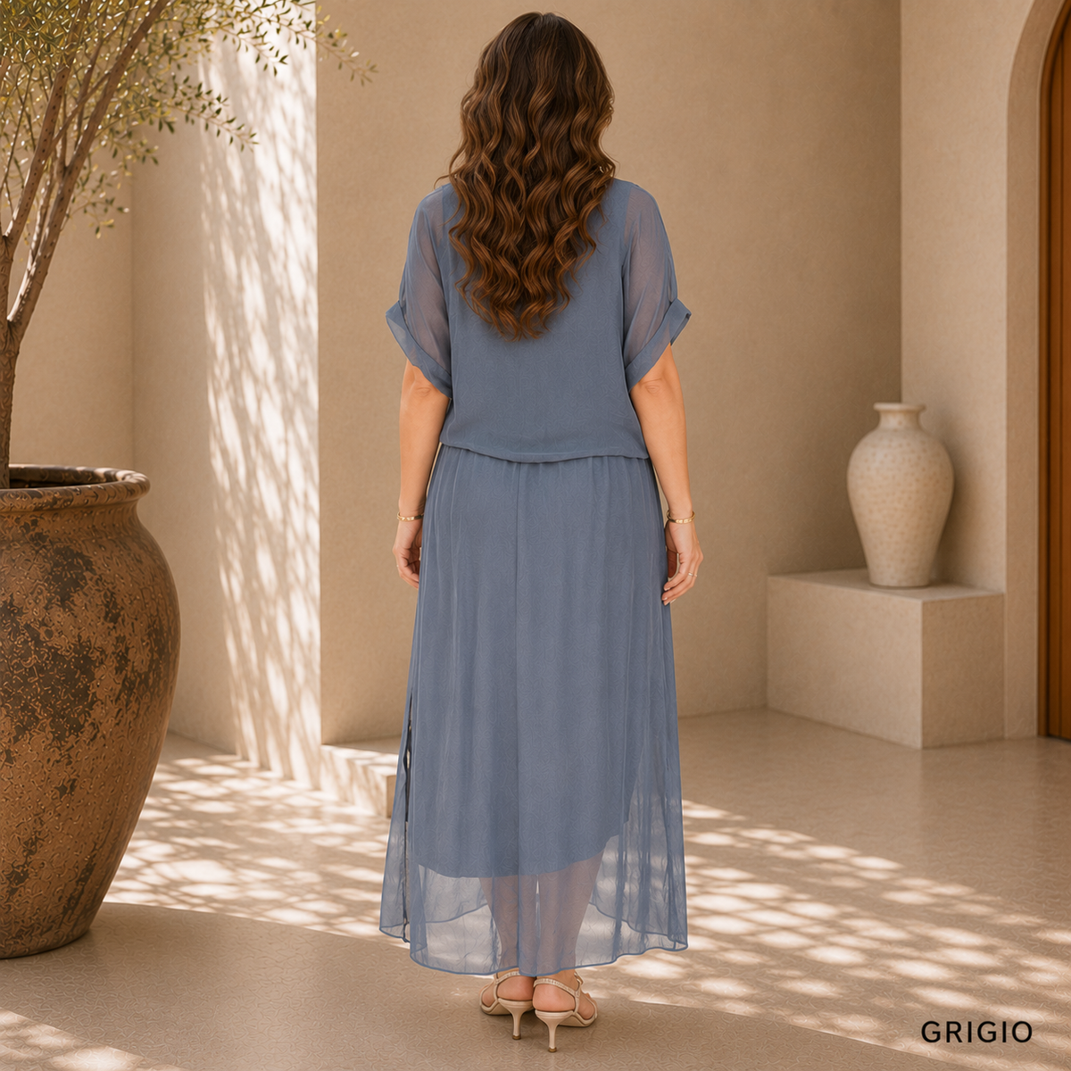 VERA MAY GRIGIO ITALIAN SILK DRESS 6664
