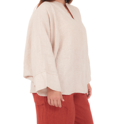 6668 NUDE ITALIAN LINEN TOP