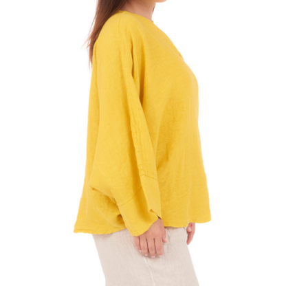 6668 SENAPE ITALIAN LINEN TOP