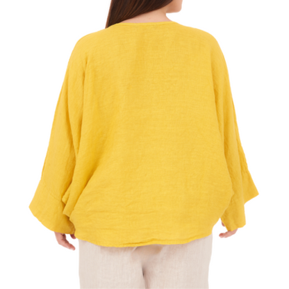 6668 SENAPE ITALIAN LINEN TOP