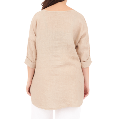 6669 ECRU ITALIAN LINEN TOP