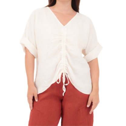 6670 LATTE LINEN TOP