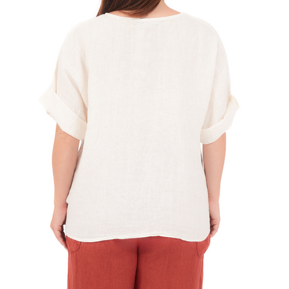 6670 LATTE LINEN TOP