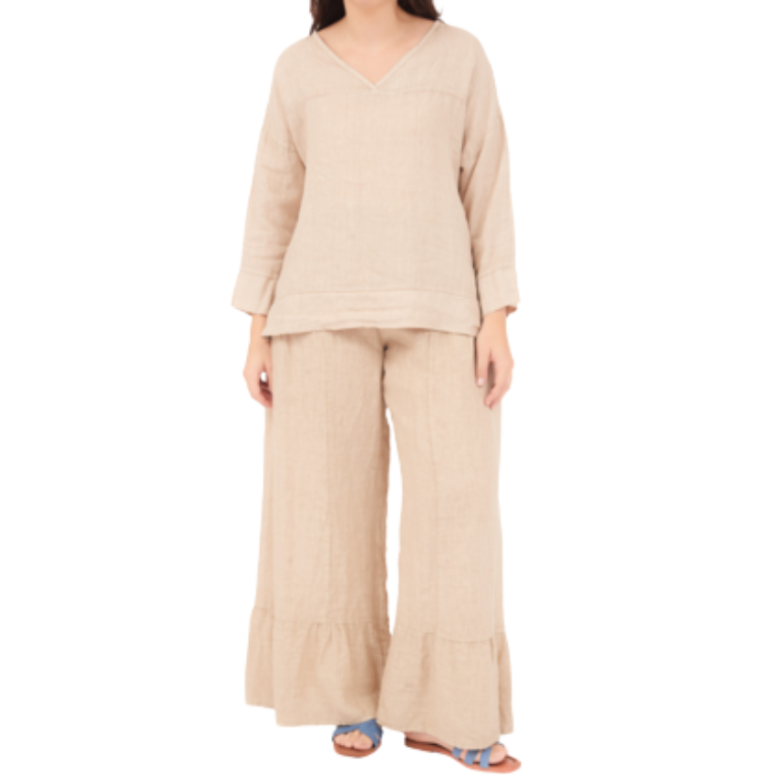 6671 ECRU LINEN TOP