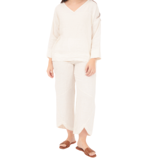 6671 LATTE LINEN TOP