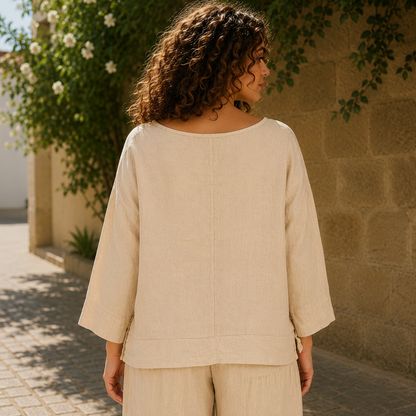 6671 ECRU LINEN TOP