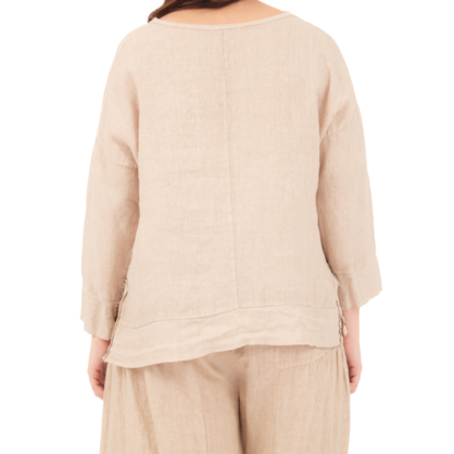 6671 ECRU LINEN TOP