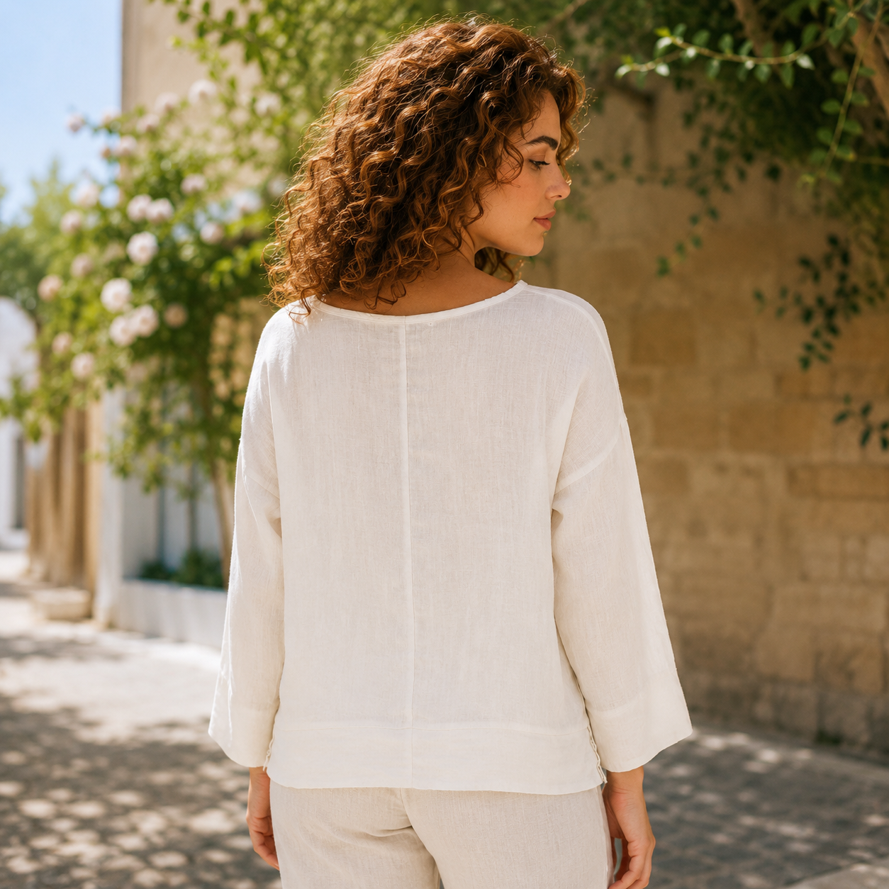 6671 LATTE LINEN TOP
