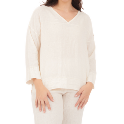 6671 LATTE LINEN TOP