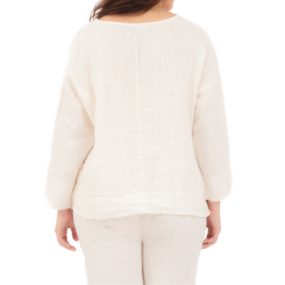 6671 LATTE LINEN TOP