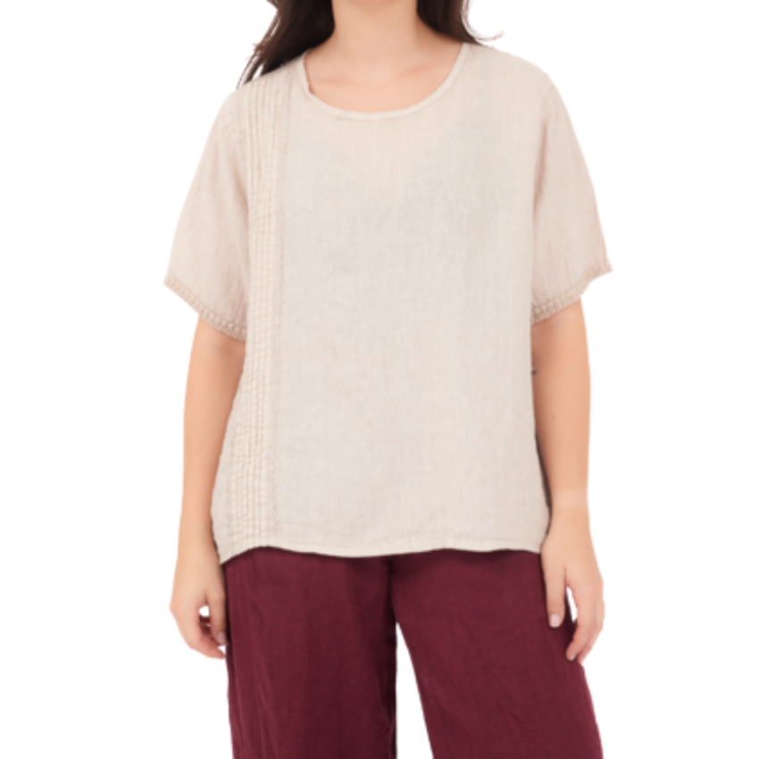 6672 NUDE ITALIAN LINEN TOP