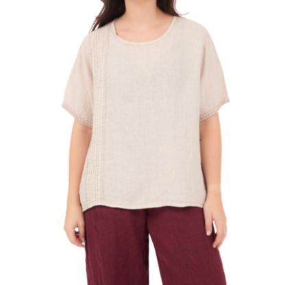 6672 NUDE ITALIAN LINEN TOP