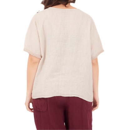 6672 NUDE ITALIAN LINEN TOP