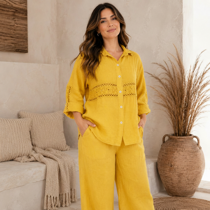 6673 SENAPE ITALIAN LINEN TOP