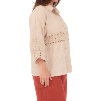 6673 ECRU ITALIAN LINEN TOP