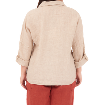 6673 ECRU ITALIAN LINEN TOP