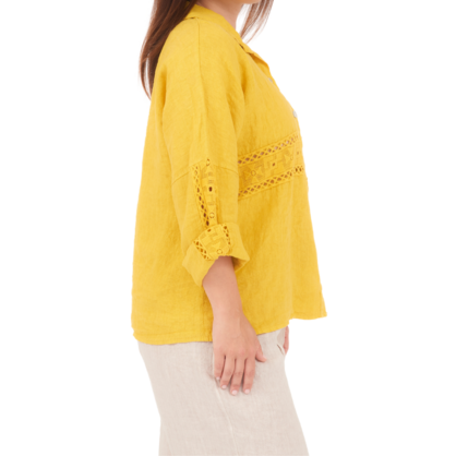 6673 SENAPE ITALIAN LINEN TOP