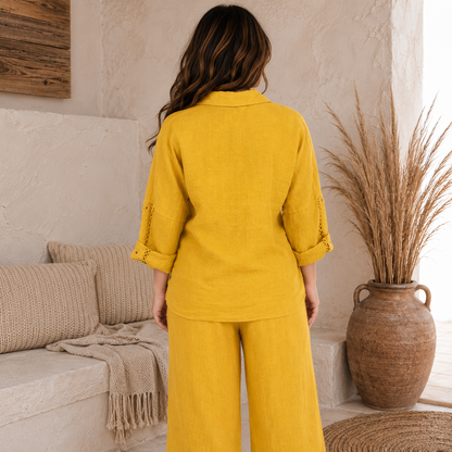 6673 SENAPE ITALIAN LINEN TOP