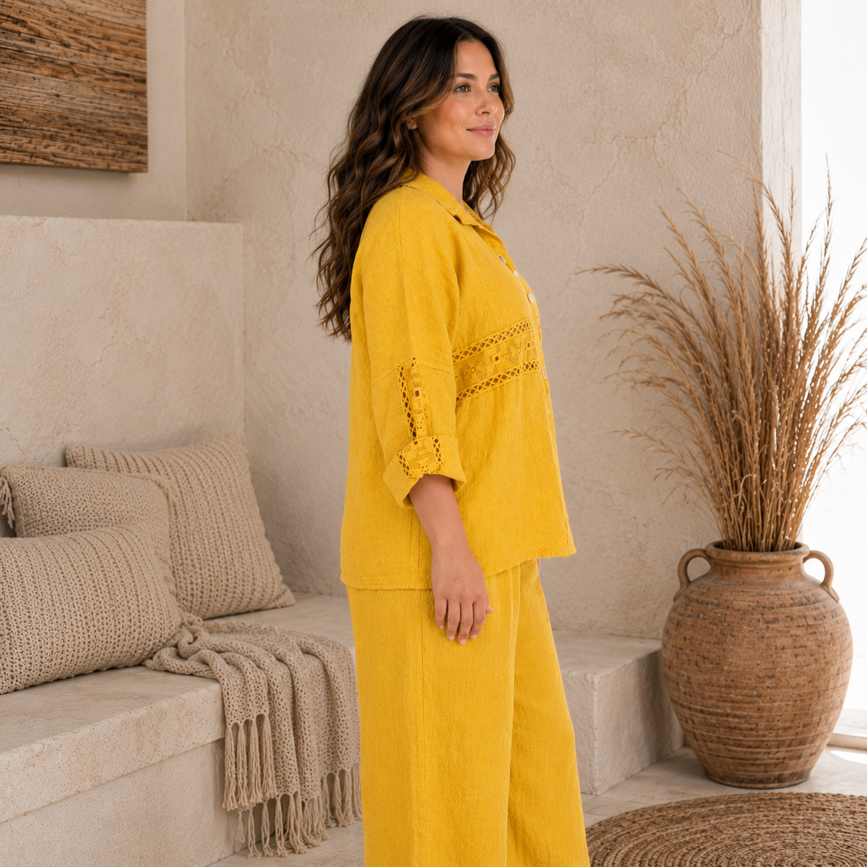 6673 SENAPE ITALIAN LINEN TOP