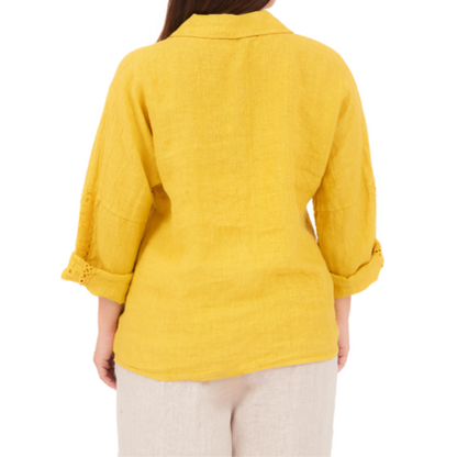 6673 SENAPE ITALIAN LINEN TOP